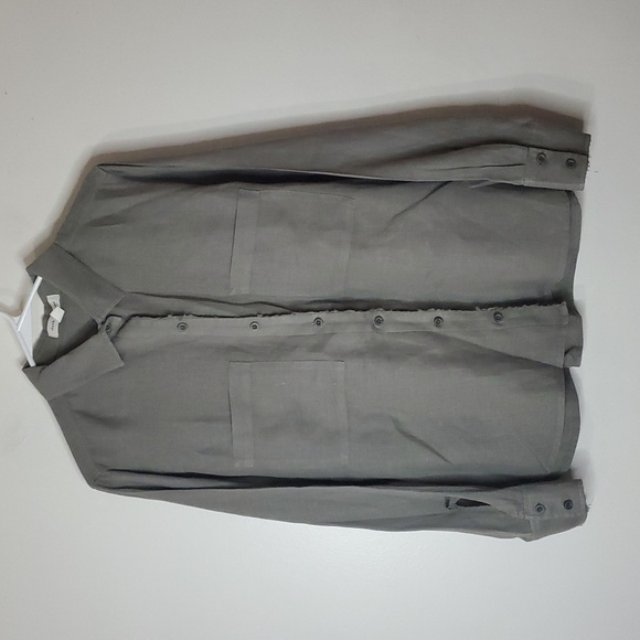 Cloth & Stone Linen Button Down Collared Blouse Top Size Medium Sage Green - Picture 1 of 10